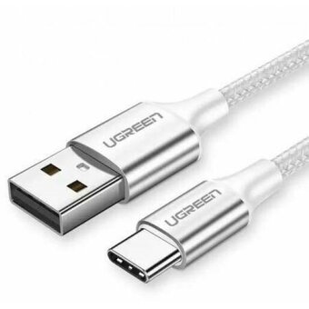  Кабель UGREEN US288 60132 USB-A 2.0 to USB-C Cable Nickel Plating Aluminum Braid 1.5m Silver 