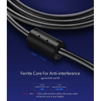  Кабель UGREEN VG101 11631 VGA Male to Male Cable 3m Black 