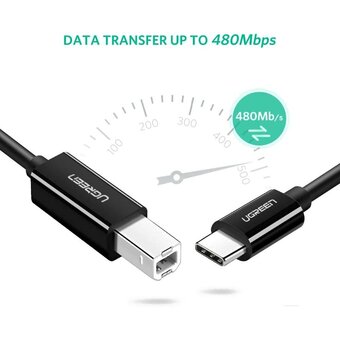  Кабель UGREEN US241 50446 USB-C 2.0 To USB-B 2.0 Print Cable 2m Black 