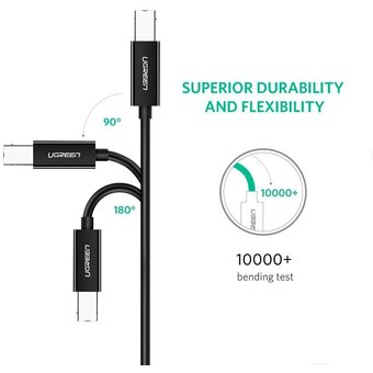  Кабель UGREEN US241 50446 USB-C 2.0 To USB-B 2.0 Print Cable 2m Black 