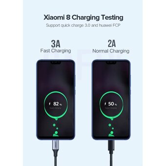 Кабель UGREEN US288 60126 USB-A 2.0 to USB-C Cable Nickel Plating Aluminum Braid 1m Black 