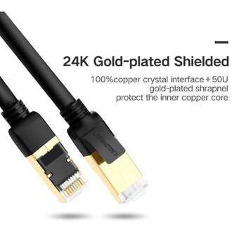  Кабель UGREEN NW107 11269 Cat 7 F/FTP Lan Cable 2m Black 