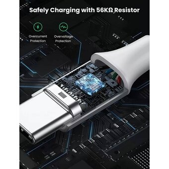  Кабель UGREEN US288 60131 USB-A 2.0 to USB-C Cable Nickel Plating Aluminum Braid 1m White 
