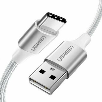  Кабель UGREEN US288 60131 USB-A 2.0 to USB-C Cable Nickel Plating Aluminum Braid 1m White 