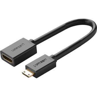 Кабель UGREEN 20137 Mini HDMI Male to HDMI Female Adapter Cable 22cm Black 