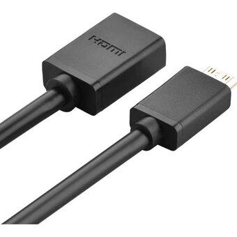  Кабель UGREEN 20137 Mini HDMI Male to HDMI Female Adapter Cable 22cm Black 