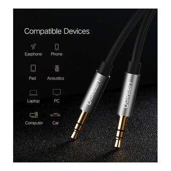  Кабель UGREEN AV119 10733 3.5mm Male to 3.5mm Male Cable 1m Black 