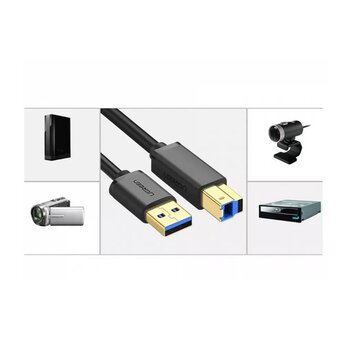  Кабель UGREEN US210 30753 USB 3.0 AM to BM Print Cable 1m Black 