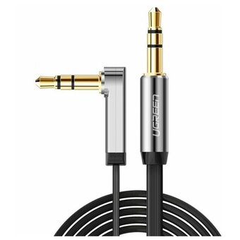  Кабель UGREEN AV119 10728 3.5mm Male to 3.5mm Male Straigth to angle flat Cable 3m Black 