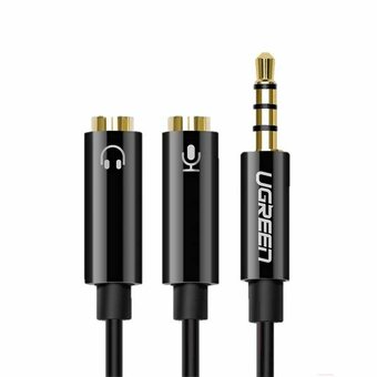  Кабель UGREEN AV141 30620 3.5mm male to 2 Female Audio Cable ABS Case Black 