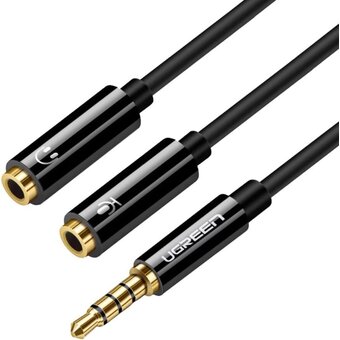  Кабель UGREEN AV141 30620 3.5mm male to 2 Female Audio Cable ABS Case Black 
