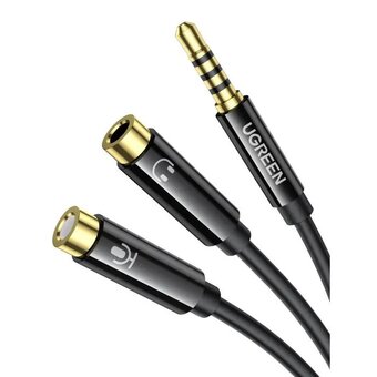  Кабель UGREEN AV141 30620 3.5mm male to 2 Female Audio Cable ABS Case Black 