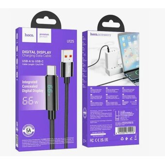  Дата-кабель HOCO U125 Benefit 5A charging data cable with display Type-C 1,2м черный 