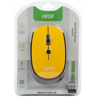  Мышь беспроводная HIPER HOMW-085 1600dpi, желтый 