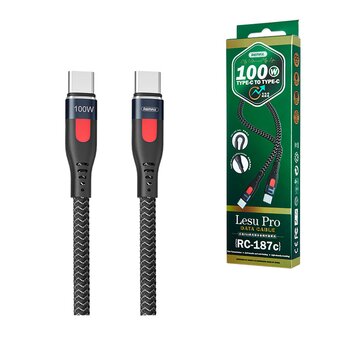  Дата-кабель REMAX Lesu Pro 100W Aluminum Alloy Fast Charging Cable RC-187c Type-C -Type-C Black 