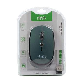  Мышь беспроводная HIPER HOMW-084 1600dpi, зеленый 