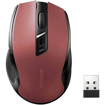  Мышь UGREEN MU006 (25752) Ergonomic Wireless Mouse 2.4G 4000DPI Silence Design 2.4 GHz BT Red 