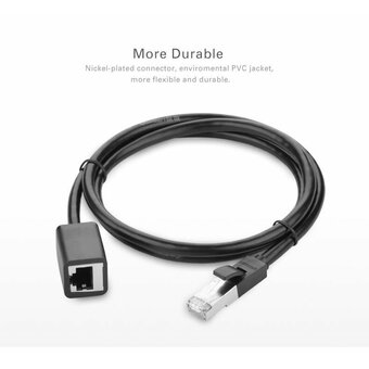  Кабель UGREEN NW112 11281 Cat 6 F/UTP Ethernet RJ45 Extension Male/Female Patch Cords 2m Black 