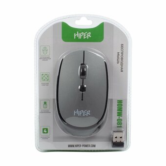  Мышь беспроводная HIPER HOMW-081 1600dpi, серый 