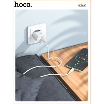  СЗУ HOCO C94A Metro single port PD20W+Type-C to Type-C, white 