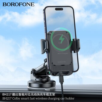  Автомобильный держатель BOROFONE BH217 Colby smart fast wireless charging черный 