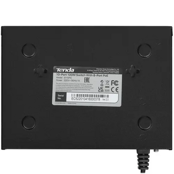  Коммутатор неуправляемый PoE Tenda S110PC 10 портов, 10x100Мбит/с, PoE 8х до 30Вт, настольный 