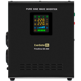  ИБП Exegate EX295995RUS FineSine SX-500.LCD.AVR.2SH (инвертор, синус, для котла) настенный 500VA/300W, чистая синусоида, цветной LCD-дисплей 
