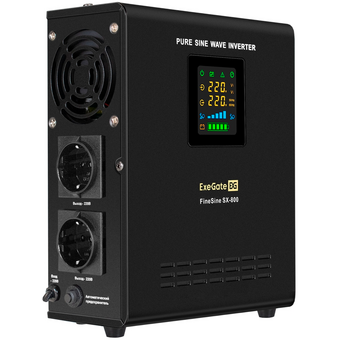  ИБП Exegate EX295996RUS FineSine SX-800.LCD.AVR.2SH (инвертор, синус, для котла) настенный 800VA/500W, чистая синусоида, цветной LCD-дисплей 