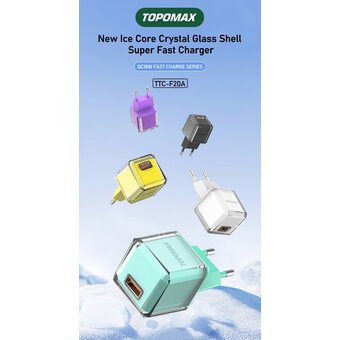  СЗУ TOPOMAX TTC-F20A micro QC 3.0, Fast Charger, USB-A, 18W + cabel micro yellow 