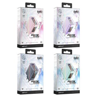  СЗУ ACEFAST A45 Exploration series PD65W GaN (2*USB-C+USB-A) charger (EU) (Cherry blossom) 