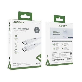  Кабель ACEFAST C3-03 USB-C to USB-C TPE charging data cable White 