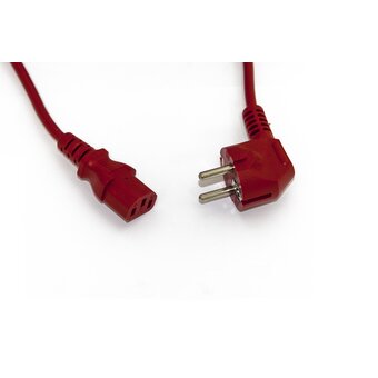  Кабель Hyperline PWC-IEC13-SHM-5.0-RD для компьютера Schuko+C13 3x1.0 10A угловая вилка 5м красный 