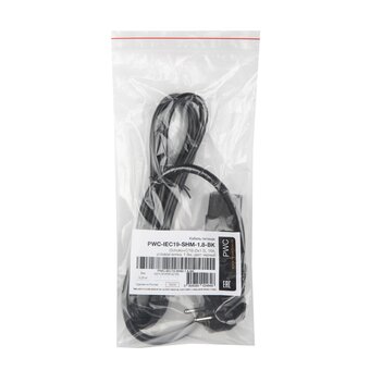  Кабель питания Hyperline PWC-IEC19-SHM-1.8-BK Shucko+C19 3x1.5 1.8м 