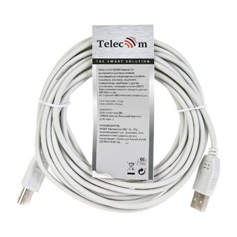  Кабель Telekom TC6900-5.0M USB2.0 A to B 5.0м 