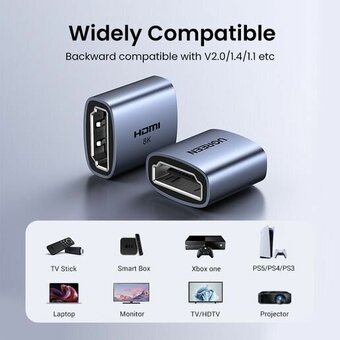  Адаптер UGREEN HD159 90592 HDMI 8K Female to Female Adapter For Extension 1pcs Grey 