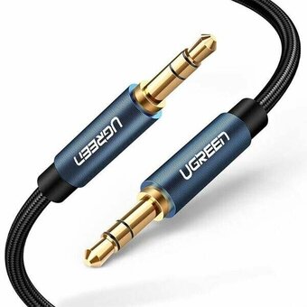  Кабель UGREEN AV112 10685 3.5mm Male to 3.5mm Male Cable Gold Plated Metal Case with Braid 1m Blue 