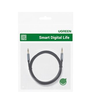  Кабель UGREEN AV112 10685 3.5mm Male to 3.5mm Male Cable Gold Plated Metal Case with Braid 1m Blue 