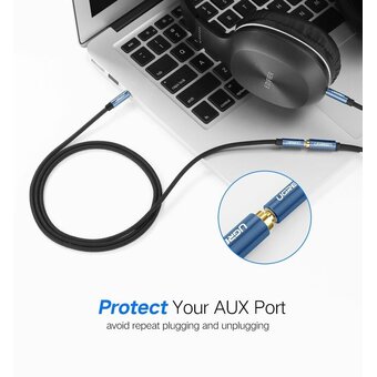  Кабель UGREEN AV118 40673 3.5mm Male to 3.5mm Female Extension Cable 1m Black 
