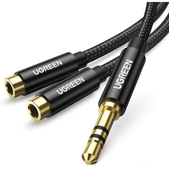  Кабель-разветвитель UGREEN AV134 20816 3.5mm Male to 2 Female Audio Cable 20cm black 