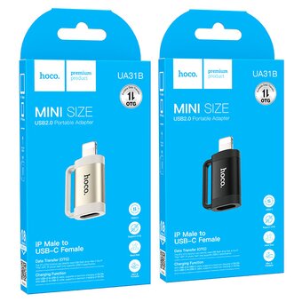  OTG переходник HOCO UA31B iP male to Type-C female OTG adapter серый 