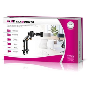  Кронштейн для мониторов Ultramounts UM 727B черный 17"-32" макс.9кг крепление к столешнице поворот и наклон 