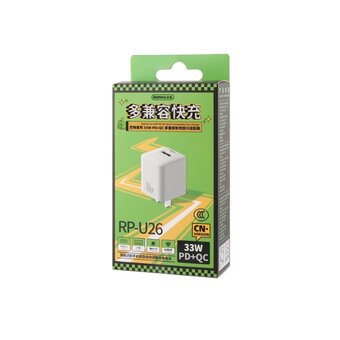  СЗУ REMAX RP-U26 Batt Series 33W PD+QC Multi-Compatible Fast Charger GaN White 