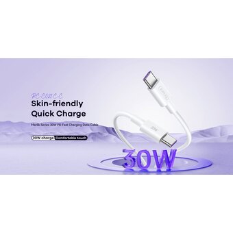  Дата-кабель REMAX RC-C021 Marlik 30W PD Fast Charging Data Cable C-C 1M Тype-C to Type-C белый 