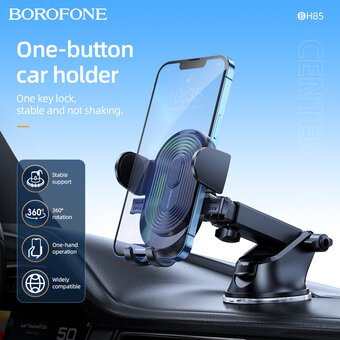  Автодержатель BOROFONE BH85 Experience one-button car holder(center console) (чёрный) 