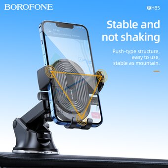  Автодержатель BOROFONE BH85 Experience one-button car holder(center console) (чёрный) 