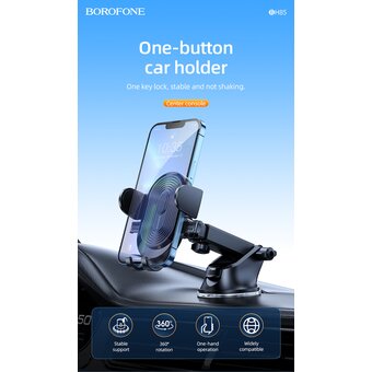  Автодержатель BOROFONE BH85 Experience one-button car holder(center console) (чёрный) 