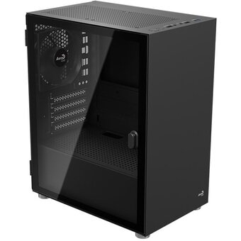  Корпус Aerocool Cs-111 Black (CS-111-G-BK-v1) (mATX, 0.5mm, стекло, USB3.0 x1, USB2.0 x2, 1x 12cm Black Fan) 