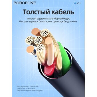  Дата-кабель BOROFONE BX51 Triumph micro 1м (чёрный) 