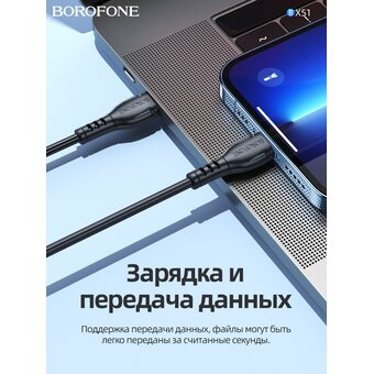  Дата-кабель BOROFONE BX51 Triumph Type-C 1м (чёрный) 