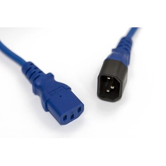  Кабель питания Hyperline PWC-IEC13-IEC14-0.5-BL монитор-компьютер IEC 320 C13 - IEC 320 C14 3x0.75 10A прямая вилка 0.5м синий 